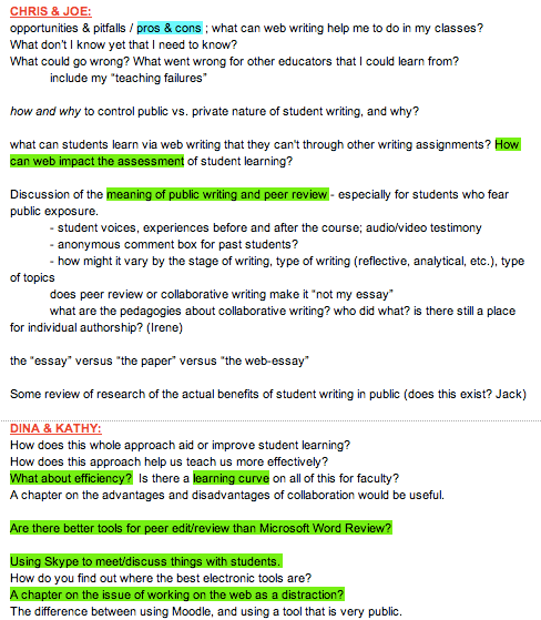 Collaborative learning essay writing